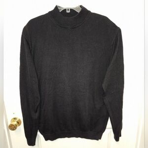 ENRO Sweater Mens Large + Tall Cuff Collar Cotton Blend, Black solid print (A59)